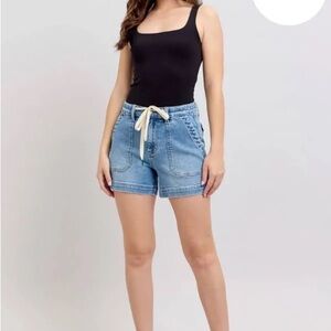 Judy Blue Light Blue Jean Shorts with Drawstring